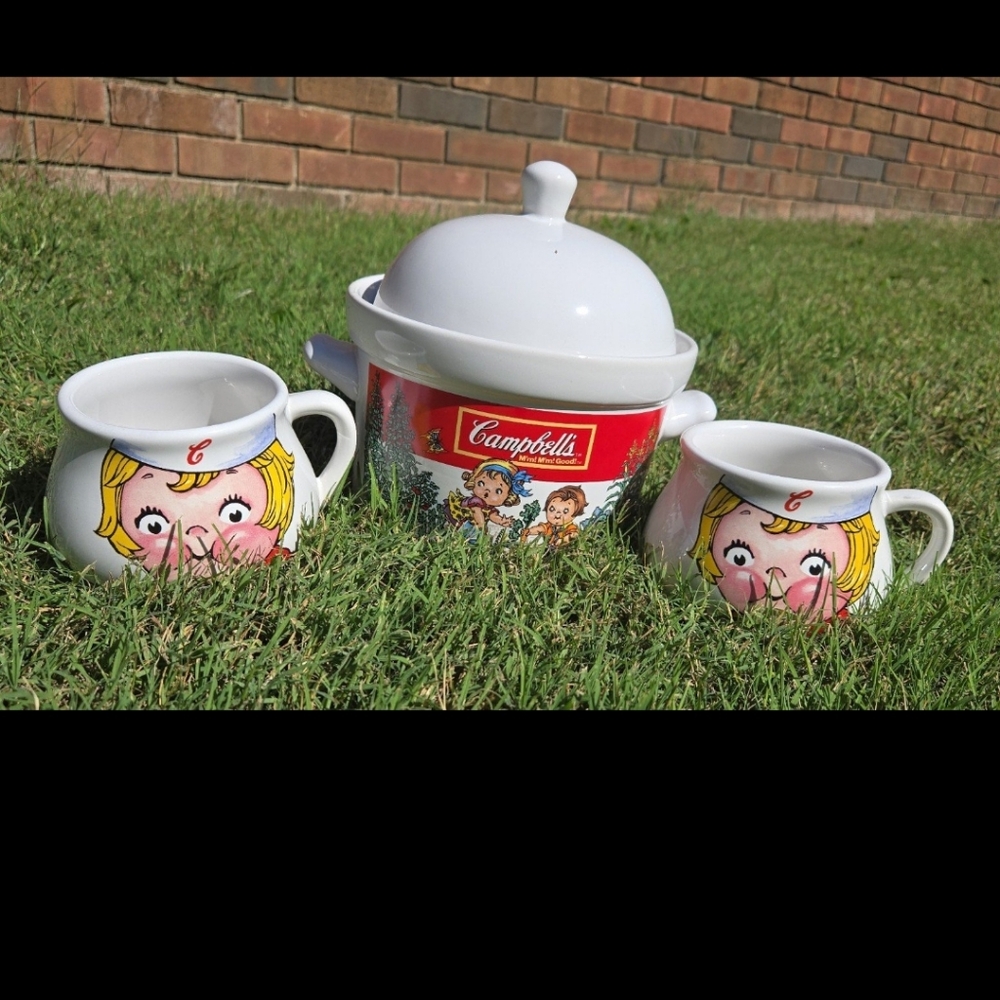 Campbell’s Kid Face Soup Mug 16 Oz Soup Mug Bowls and soup tureen set